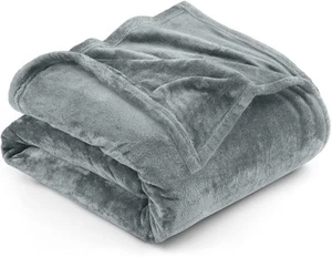 Fleece Blanket Queen Size Ash Grey 300GSM Luxury Fuzzy Soft Anti-Static Micro... - Picture 1 of 9