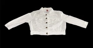 Vintage Y2K Apple Bottoms Jeans White Denim Style Jacket Size L 22x21 - Picture 1 of 11