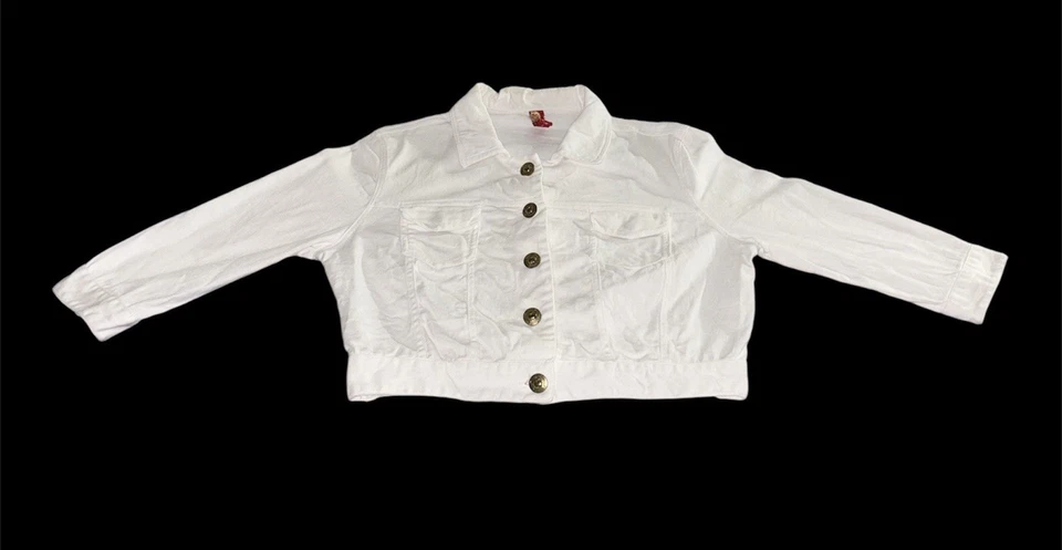 Vintage Y2K Apple Bottoms Jeans White Denim Style Jacket Size L 22x21 - Image 1 of 4