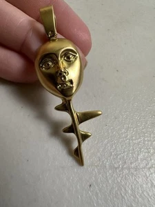 Rare Sergio Bustamante Vintage Silver Gold Plated Face Mask Pendant Signed - Picture 1 of 10