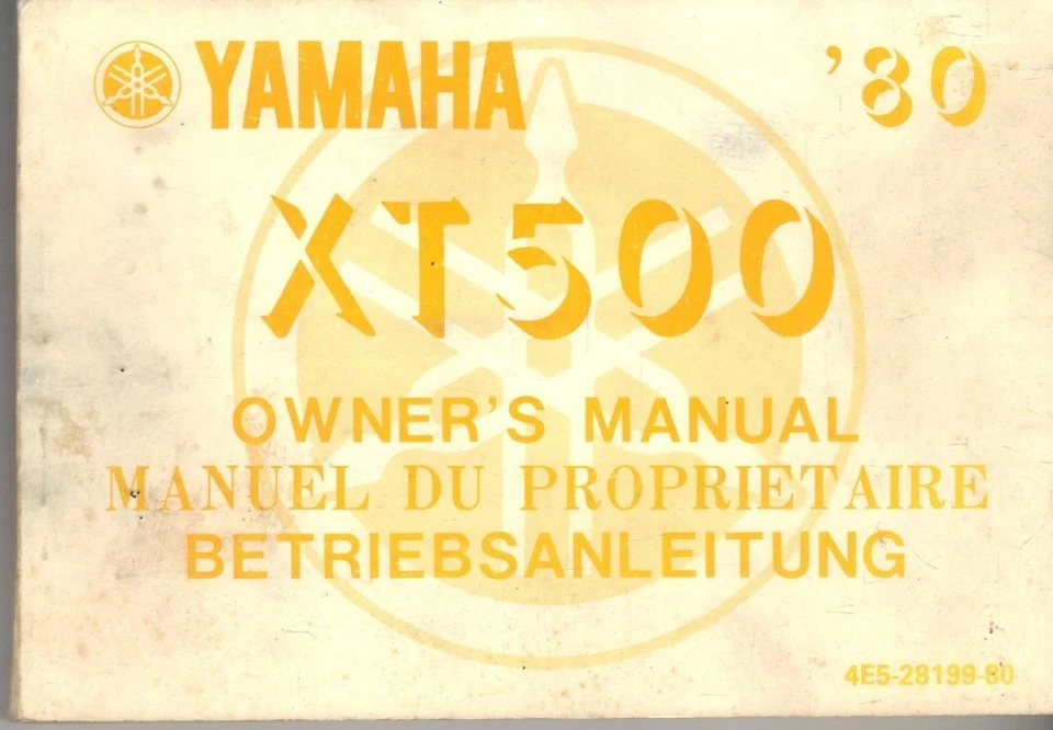 YAMAHA XT500 XT500G 1980 OWNERS INSTRUCTION & MAINTENANCE MANUAL,HANDBOOK - Image 1 of 2