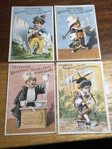 4-Zelluloid Sammelkarten-wasserdichte Halsbänder/Manschetten-U410 - Bild 1 von 2