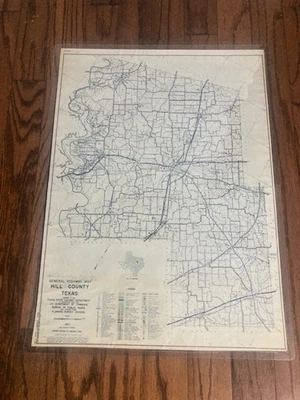 Vintage 1957 General Highway Map Hill County Texas TX Wall Art Cartography - Image 1 of 2