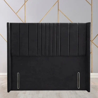 New Floor Standing 54" Winged Panel Headboard Plush Velvet Upholstered Double UK - Image 1 of 4