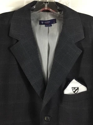 Cremieux Classics Unstructured Sport Coat Men's XL Gray Windowpane Plaid Jacket - Image 1 of 4
