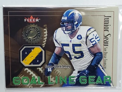 Junior Seau 2001 Fleer Juego Usado Jersey Parche Reliquia Línea de Portería Engranaje Tarjeta Cargadores Foto 1 de 3