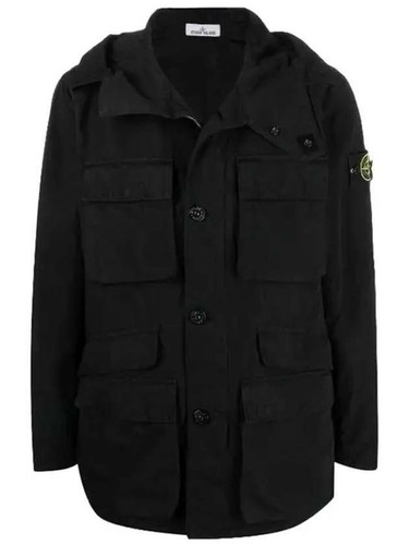 Giacca con cappuccio Stone Island TELA cotone LINO FIAMMATO V0029 761542306 133074450