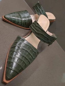 Jo MERCER Croc Pattern Green Leather Ladies Mules/EU 37/AU 6/Like NEW - Picture 1 of 21