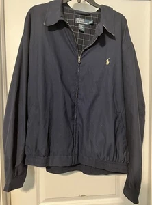 Giacca Bomber Vintage POLO RALPH LAUREN Harrington Foderata Blu Navy Uomo XXL - Foto 1 di 4