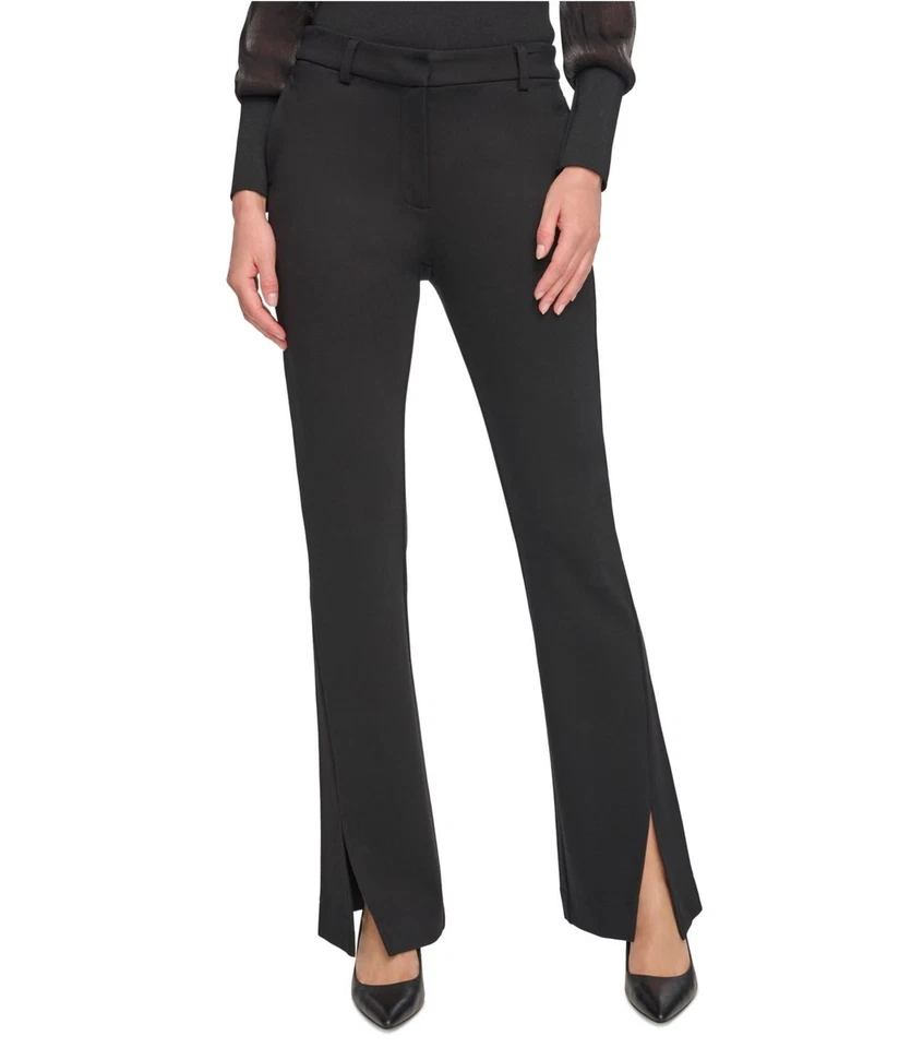 Pantalones de vestir DKNY para mujer con puños divididos, negros, grandes Foto 1 de 1