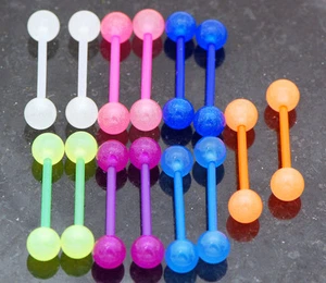 20 Stück Glow In The Dark Bioflexible Zungenringe Nippel Langhanteln - Bild 1 von 1
