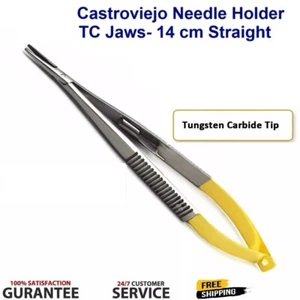 Soporte de aguja quirúrgico dental Castroviejo micro sutura punta TC recta 14 cm - Imagen 1 de 5