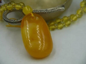Baltic Amber 45.0g Butterscotch Charm 38x58mm - 24 inch & 5mm Honey Beads Gem - Picture 1 of 12