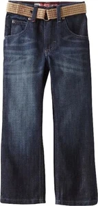 LEE NEW Boy's Jeans size 7X belted Straight Leg Denim B581 Blue School Play - Picture 1 of 2