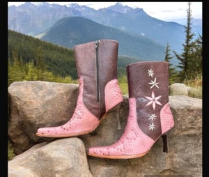 El Canelo boots Women’s Size 5.5, Pink And Brown , Western Floral Design. 23 1/2 - Picture 1 of 15