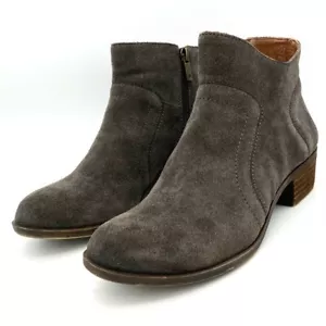 Lucky Brand Brolley Suede Booties Women’s Size 8 Side Zip Round Toe Taupe Gray - Picture 1 of 8
