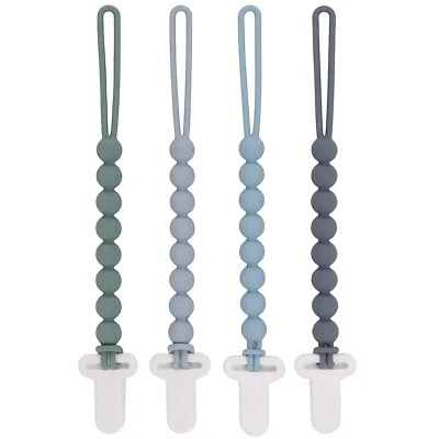 4-Pack Silicone Pacifier Clips with One-Piece Beads for Baby Boys and Girls - Image 1 of 4