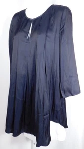 Túnica Top CALYPSO ST. BARTHS Azul Medianoche Satén Plisado Cerradura Cuello Frontal Talla S - Imagen 1 de 6