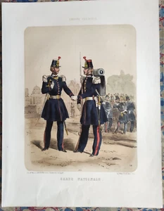 Lithographie -LALAISSE Empire Français Garde impériale Garde Nationale - Bild 1 von 1