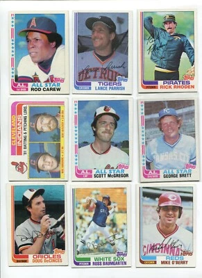 Лот из 27 карт F - 1982 Topps: Джордж Бретт, Род Кэрью, Rollie Fingers и т. д. БЕЗ ДВОЙОК! - Изображение 1 из 4