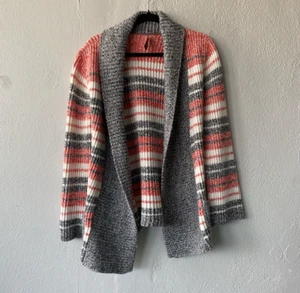 Acogedor cárdigan vintage años 70 rojo blanco azul marino a rayas talla XS - Imagen 1 de 6