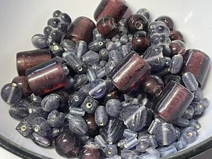 200g Purple/Wine Glass Bead Soup Mixed Shapes (4-16mm) - Picture 1 of 5