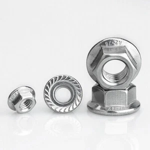 Stainless Steel Serrated Flange Nuts M3 M4 M5 M6 M8 M10~M20 Metric Nuts - Picture 1 of 6