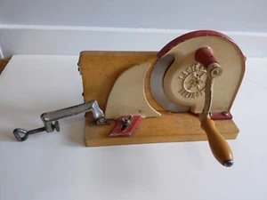 Vintage DEUTSCHER Lauterjung Solingen Metall Holz Tischplatte Brotschneider 50er Jahre - Bild 1 von 8