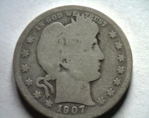 CUARTO DE DÓLAR BARBERO 1907 BUEN G BONITA MONEDA ORIGINAL DE BOBS MONEDAS ENVÍO RÁPIDO - Imagen 1 de 2
