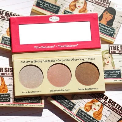 NEW Highlighter Palette The Manizer Sisters Full Size Mirror theBalm Cosmetics - Image 1 of 4
