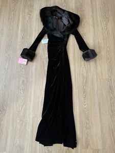 Nordstrom bodenlanges braunes Samt-Pelzkleid Kleid Größe XS, Einzelhandel $ 358 neu mit Etikett - Bild 1 von 5