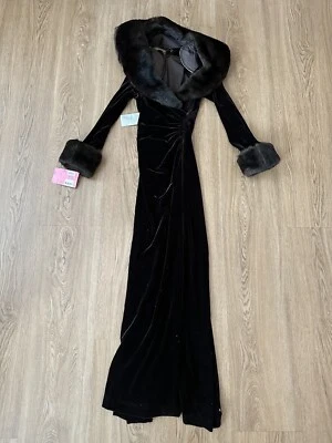 Vestido Nordstrom Hasta el Suelo Terciopelo Marrón Piel Talla XS, Venta al por menor $358 Nuevo con Etiquetas Foto 1 de 4
