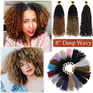 Extensiones de cabello de ganchillo rizadas para cabello de 8 pulgadas onda de agua Mali Bob ganchillo 3 piezas - Imagen 1 de 21