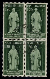 1950 repubblica Italiana Guido d'Arezzo quartina usata - Picture 1 of 1