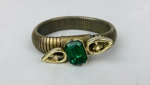 Pulsera Omega Vintage Coro Pegaso Tono Dorado Vidrio Estrás Elastizada 7" muñeca - Imagen 1 de 8