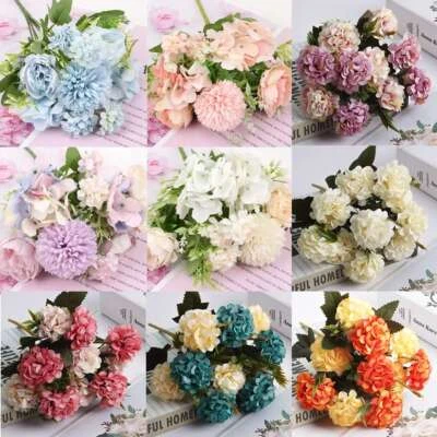 Ramo de flores de rosas artificiales ramo de plantas falsas boda fiesta hogar jardín decoración Foto 1 de 4