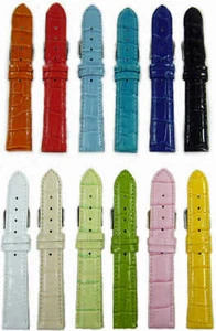 Uhrarmband Uhrband Ersatzband Uhrenarmband Dorn Schließe Kroko glänzend Leder - Bild 1 von 13