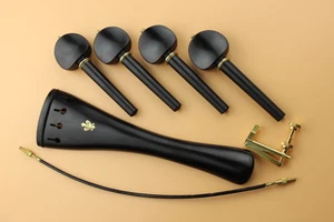 1 Set High Class 4/4 Ebenholz Cello Zubehör, Saitenhalter Stifte Tuner Schwanzdarm - Bild 1 von 1
