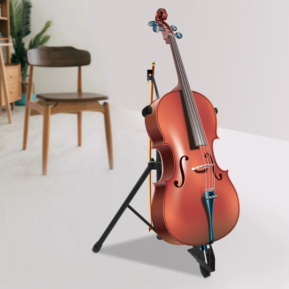 Adjustable Foldable Stand for Cello with Hook for Bow - Black - Image 1 of 4