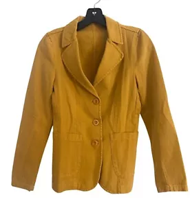 Miu Miu Mustard Yellow Cotton Blazer Jacket Womens Size 40 Made In Italy Small S - Picture 1 of 6