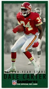 1993 GameDay Second-Year Stars Insert #8 Dale Carter Kansas City Chiefs - Picture 1 of 2