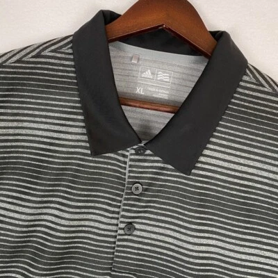 Camisa Polo Adidas Para Hombre XL Negra Gris Rayas Manga Corta Negocios Informal Golf Foto 1 de 4