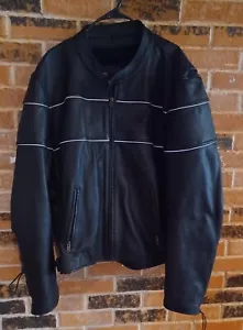 Vintage Wilsons Heavy Leather Black Motorcycle Jacket - Size XXL - Picture 1 of 8