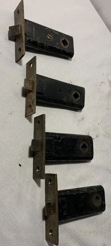 4 Matching Vintage Brass Face  Mortise Non Locking Door Hardware Salvage Cover
