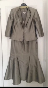 JOHN CHARLES 3 piece Skirt Cami Jacket Sz 16 OLIVE BRONZE GOLD WEDDING CRUISE - Picture 1 of 12