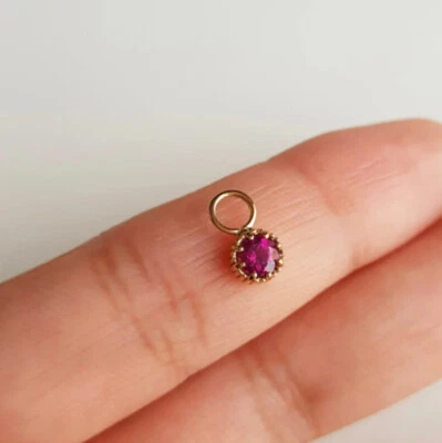 Dije con cuentas de rodolita natural de 3, 4, 5, 6 mm para colgante, collar, aro oro 14k Foto 1 de 4