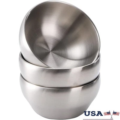 3 Pack Double Wall Insulated Stainless Steel Bowls Nesting Kitchen Set New - Image 1 of 4