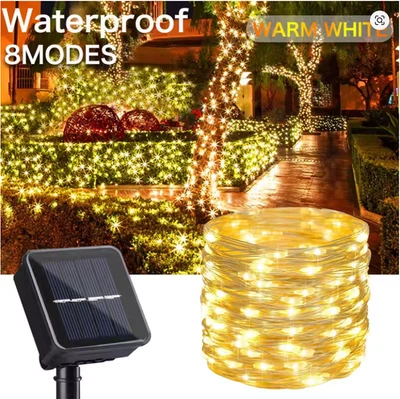 200 LED Solar String Lights Christmas Outdoor Waterproof Garden Party Decor Xmas - Image 1 of 4