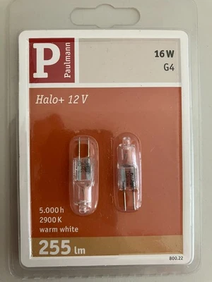2x Halogen Paulmann Stiftsockel 12V klar 16W G4 - Bild 1 von 2