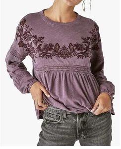 NWT Lucky Brand Women’s Embroidered Babydoll Top - Picture 1 of 4
